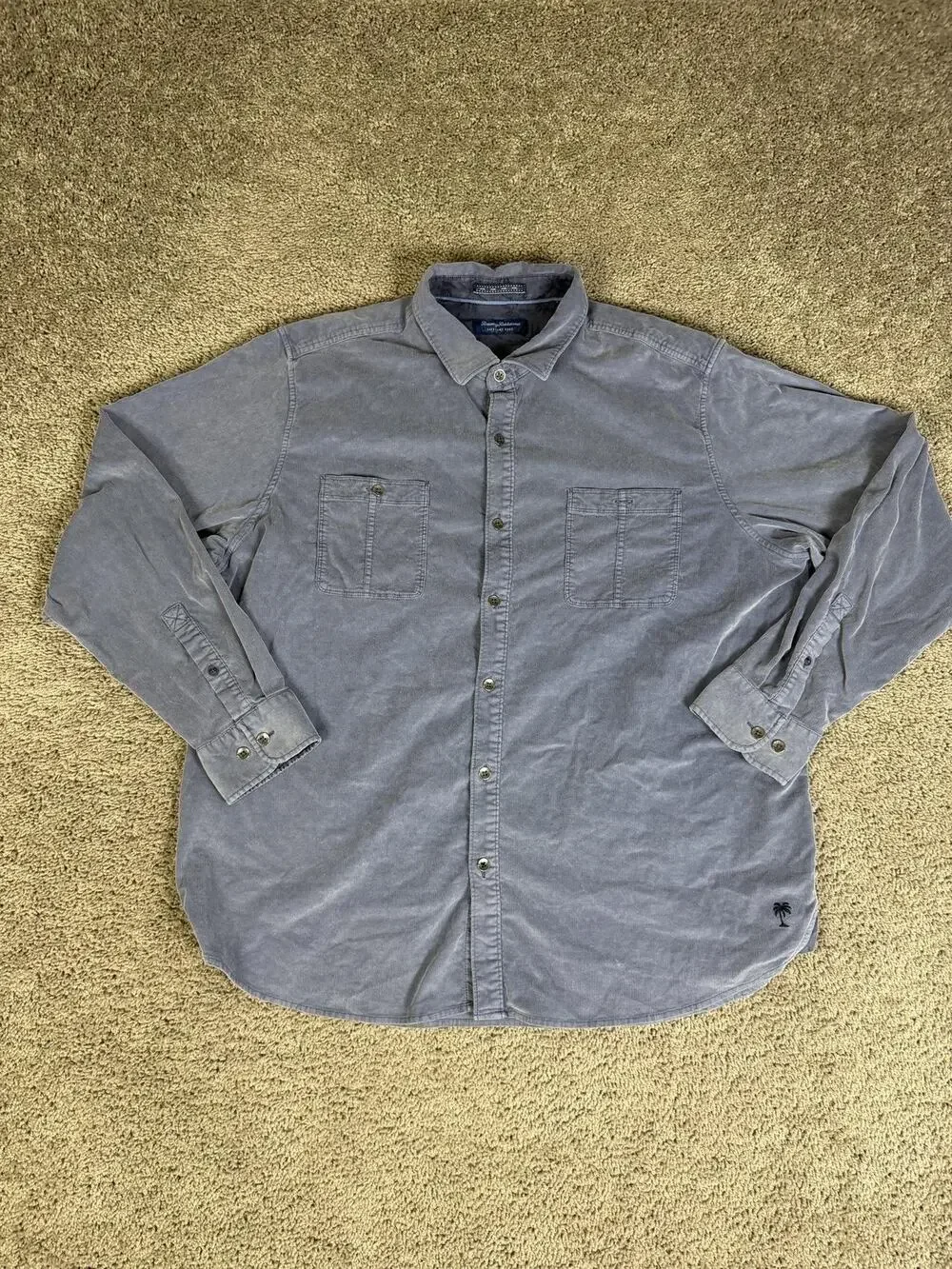Tommy Bahama Shirt Mens 2XL Blue Corduroy Long Sleeve Button Up Relaxed